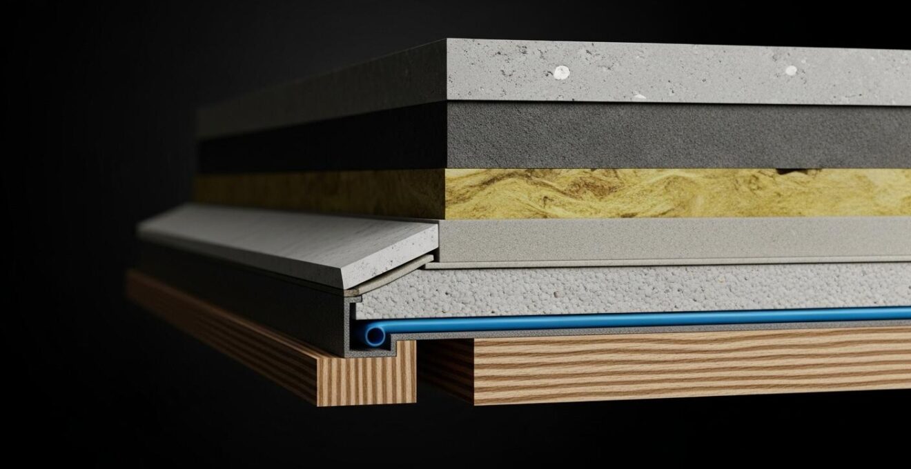 Schéma détaillé d'une façade avec isolation thermique par l'extérieur intégrée