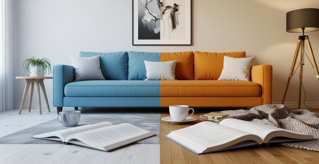 Photographie symbolique d’un espace trop ordonné, figé, sans vie humaine, contrasté par une autre partie vivante, imparfaite.