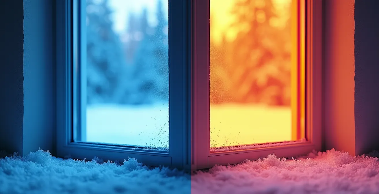 Image thermographique comparative montrant la différence de température entre intercalaire aluminium et Warm Edge