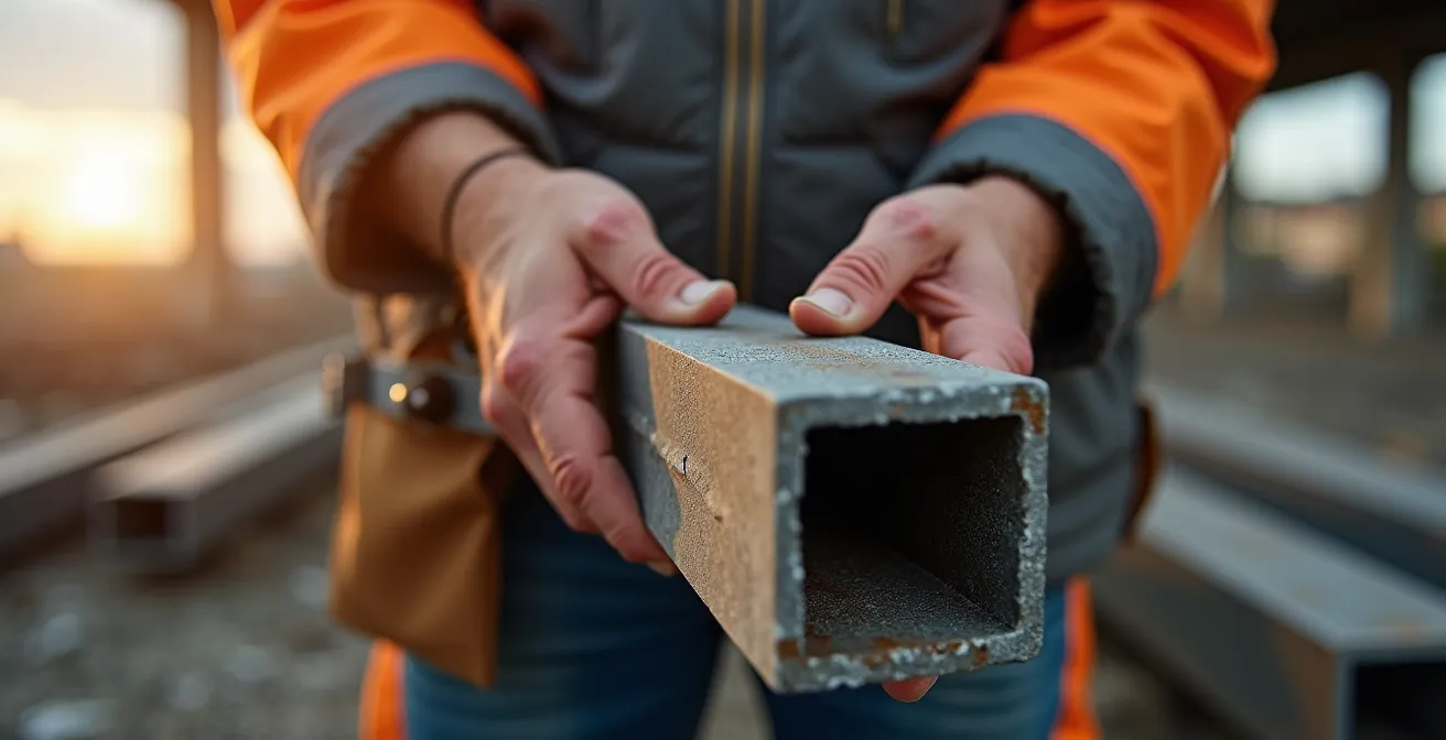 Expert analysant des plans techniques sur un chantier d'extension